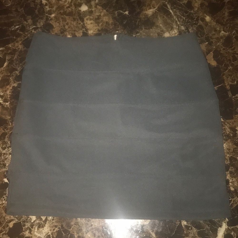 Charcoal Mini Textured Striped Skirt